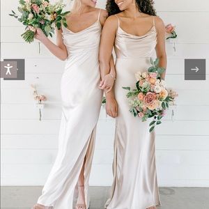 Revelry Skye Satin Bridesmaid Dress Soft Champagne (size 6)